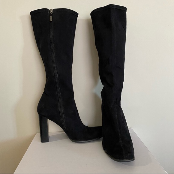 Candies Below the Knee Faux Suede Black Heeled Boots Size 8M - Picture 7 of 12